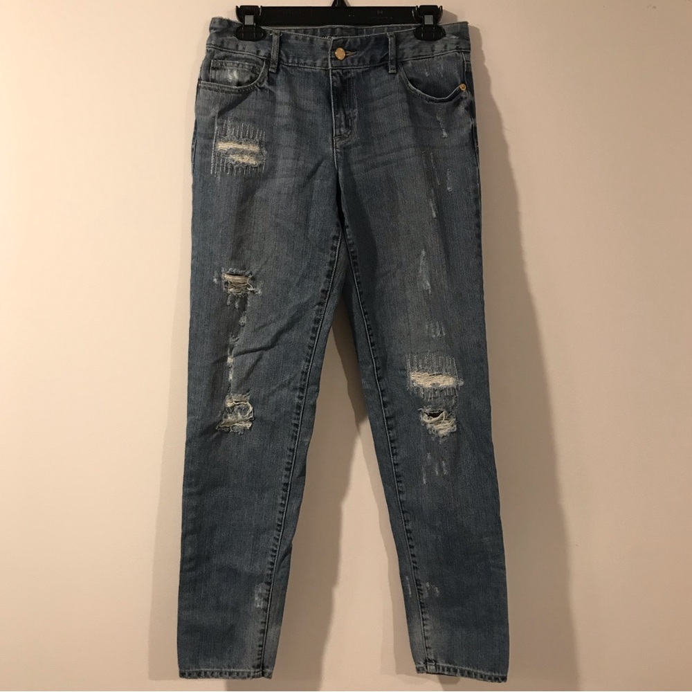 Michael Kors Straight Leg Jeans Women's Sz 4 Distressed Denim Medium Wash